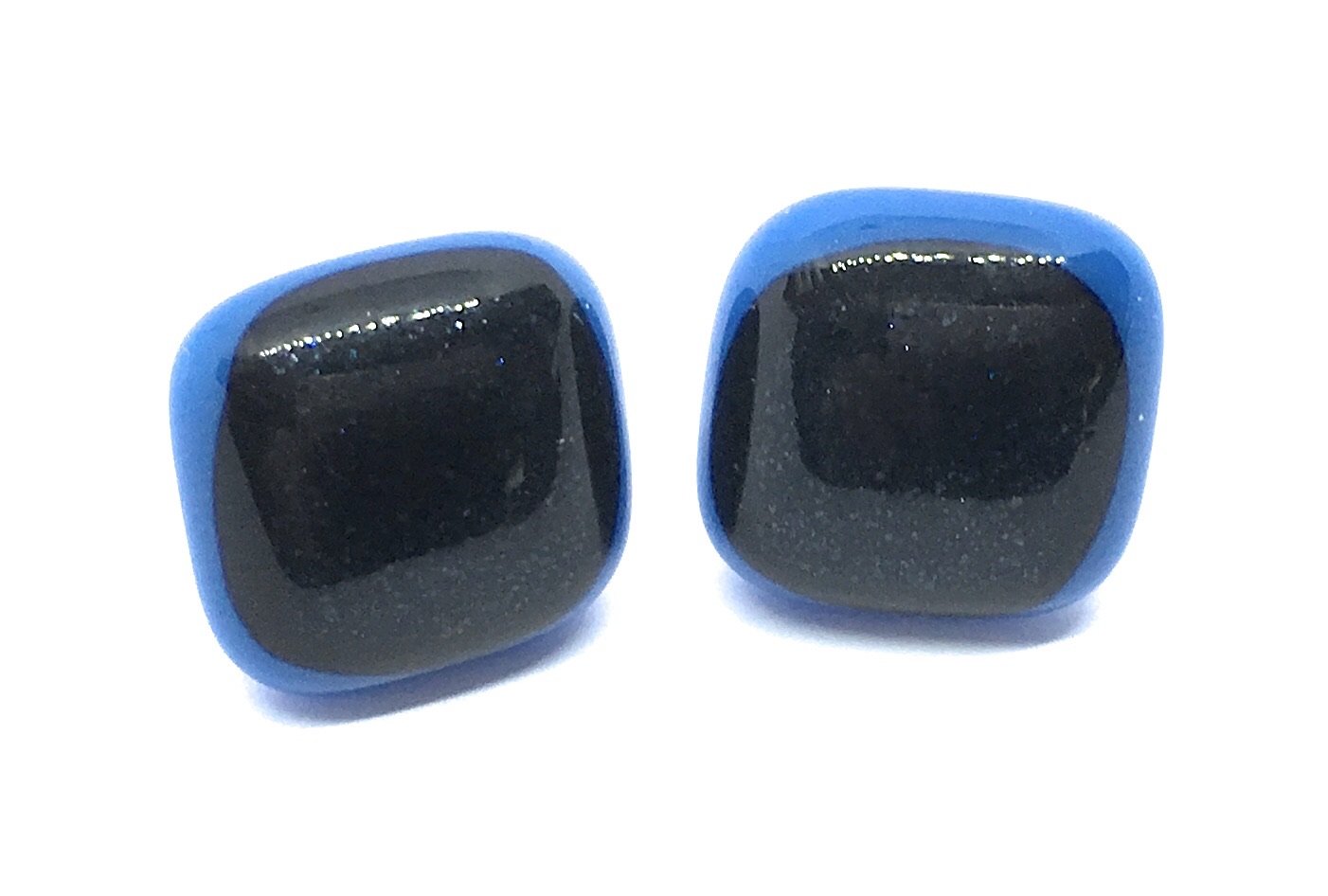 Sale, Handmade Glass Earrings, Dichroic Glass Earrings, Stud Earrings, Blue 1.2cm