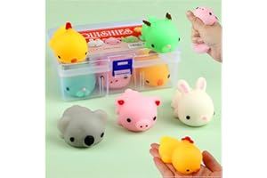 KINGYAO Squishy Toy 5Pcs Medium Size 3inch Party Favors for Kids Kawaii Animal Stress Reliever Anxiety Xmas Gifts Rabbit Toy Storage Box