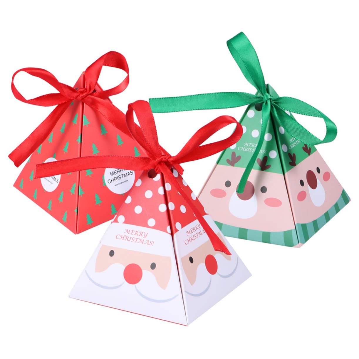 30pcs Christmas Paper Boxes Candy Treats Biscuits Chocolate Favors Containers Holders Boxes Bags for Theme Party Christmas, Each for 10(without Tag)