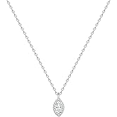 KristLand - Dainty S925 Silver Sparkle Marquise Cubic Zircon Pendant Necklace for Women Gift Tiny Sparkle Oval Crystals Choker Chain for Gift