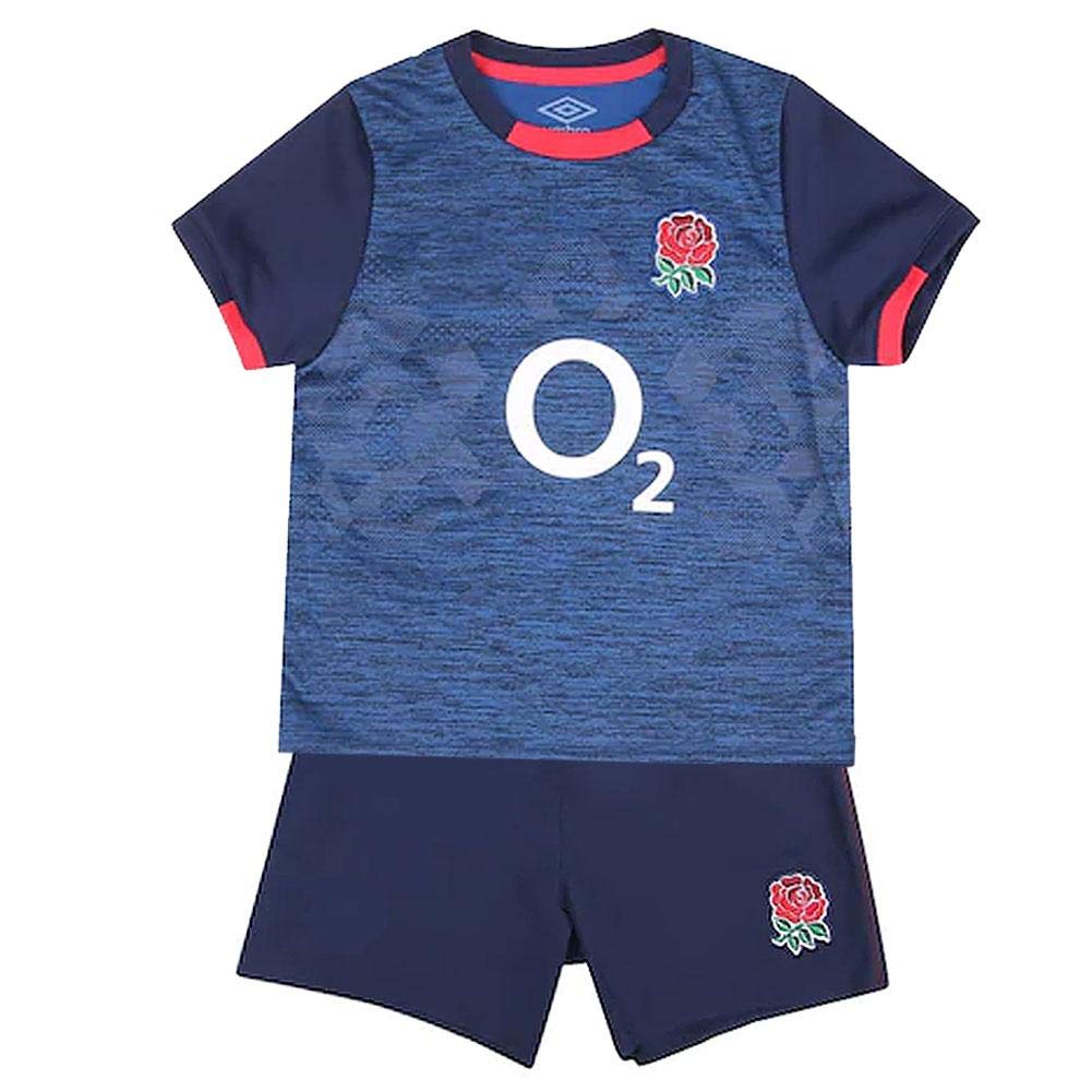 England Rugby Shirt & Short Set Alternate Away Kit 2020/21 - Blue - Infant (3-6 Months)
