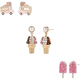 Madison Tyler 3 Pairs Colorful Fun Drink Earrings | Summer Trio Stud Earrings | Holiday Party Earrings for Women | Summer Beach Earrings Collection