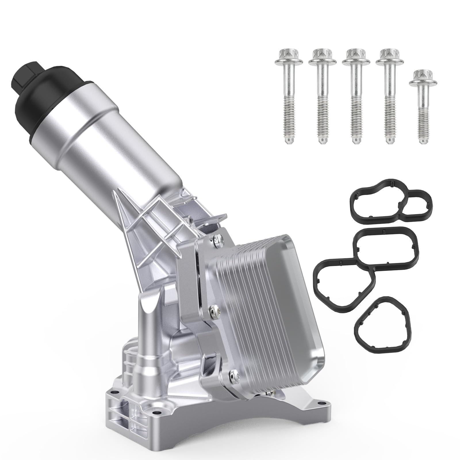 Upgrade Aluminum 11428651710 Engine Oil Cooler for BMW 230i 330e xDrive 330i xDrive 430i xDrive 530i 540i X3 X4 X5 X6 Z4, Fits 11428580415 11428580414 Oil Filter Housing Adapter with Sensors & Gaskets Image