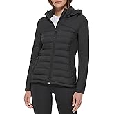 Calvin Klein Women's Lightweight Scuba Side Panels Adjustable Hood Zip Pockets Puffer