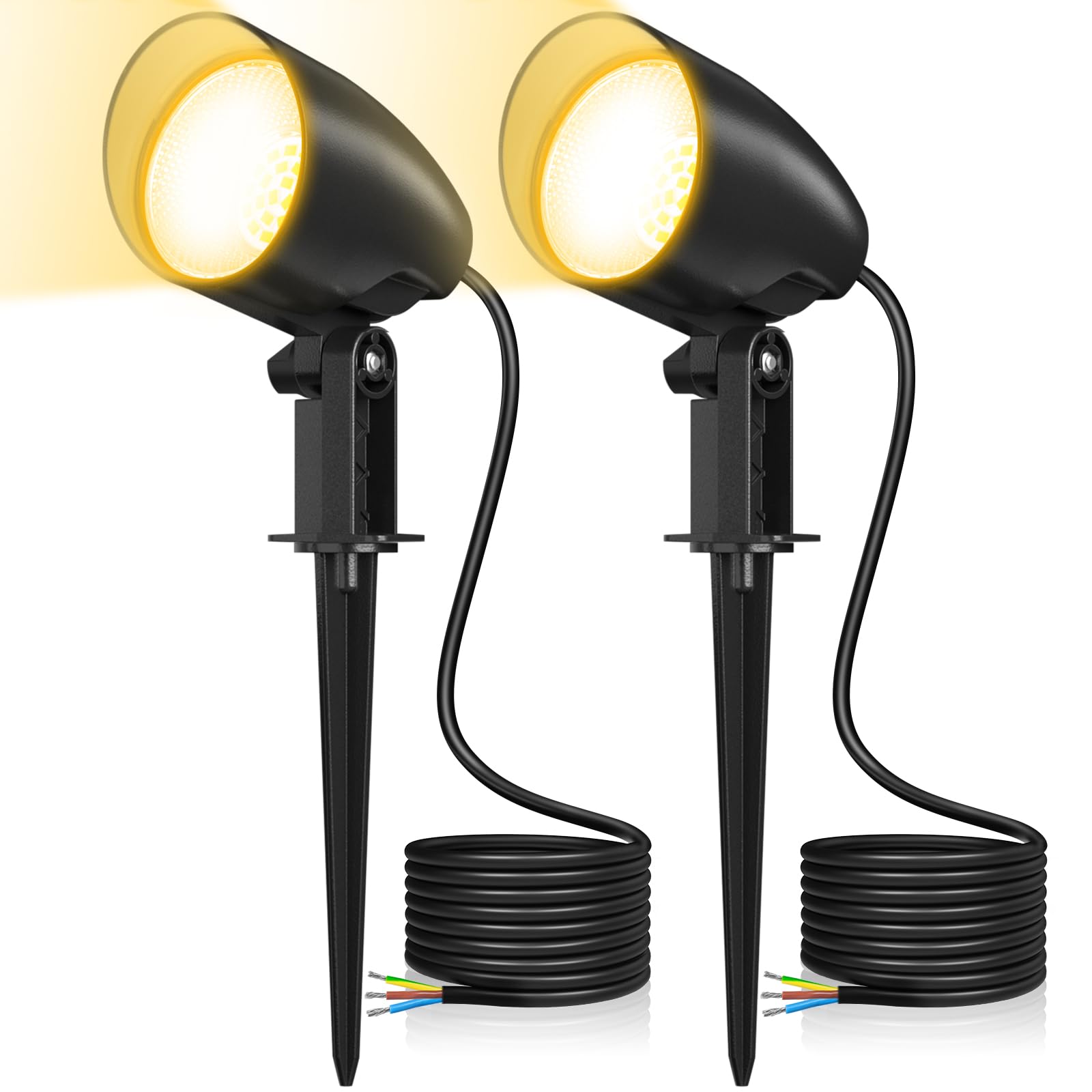 MEIKEE Outdoor Garden Spike Light 20W Warm White 1880LM LED Landscape Spotlights IP66 Waterproof Lawn Light Decorative for Garden Lawn Landscape Patio Yard with 1M Cable