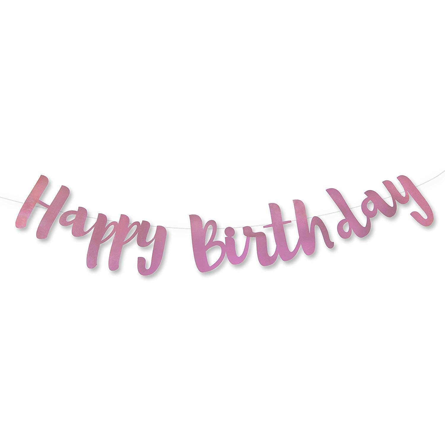 On The Wall Party Banner - Happy Birthday Rose Gold Foil Stitched Garland – 1.5 Metres