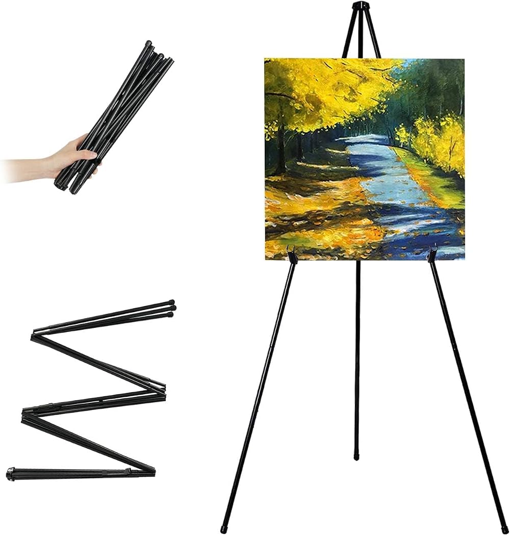 VAIIGO Wedding Sign Easel Stand 168cm Foldable Metal Tripod Black