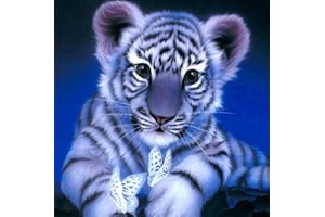 VIGEGU Cross Stitch Kits for Adults - Stamped Cross Stitch Kits,DIY Tigerkin Butterfly Needlepoint Kits for Adults Beginners Counted Embroidery Kits Cross Stitch Supplies Patterns Crafts Decor(11.8X11.8inch)