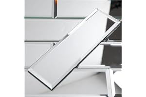 Diflart Peel and Stick Mirror Backsplash Tiles, Silver, 4x12 Inch, Beveled Mirror Subway Tiles for Kitchen Backsplash Bathroo