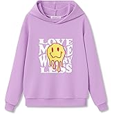 Serdomi Hoodie Sweatshirts for Girls - Soft Long Sleeves Pullover Shirt Stylish Smiling Face Size 6-18