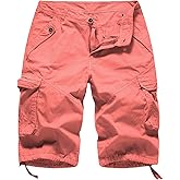 FOURSTEEDS Womens Casual Loose Fit Multi-Pocket Camouflage Twill Bermuda Cargo Shorts with Belt