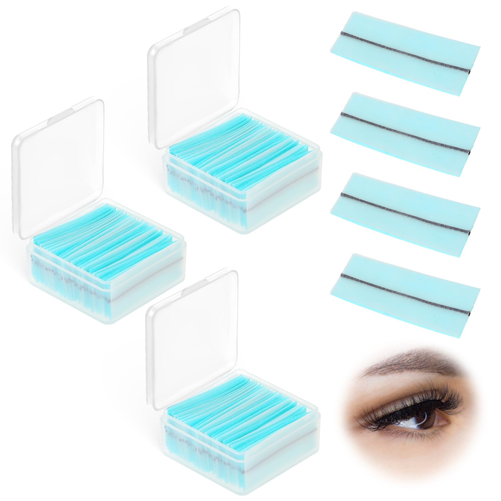 Photo 1 of 120PCS Self Adhesive Eyelashes Tape, Strong-Hold False Lashes Adhesive Strips Reusable Lash Glue Strip Lash Glue Liner for Fluffy Mink False Lashes Natural Look Long Lasting Lash Buddy