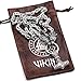 VikingsBrand Handmade King's Stainless Steel Wolf Head Necklace With Huge Thor's Hammer