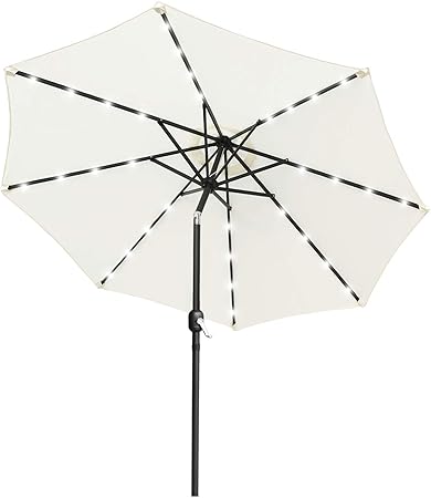 Abccanopy Solar Umbrellas Patio Umbrella 2 7m Led Umbrellas 32led Lights With Tilt And Crank Outdoor Umbrella Table Umbrellas For Garden Orange Pool And Beach Backyard Deck Parasols