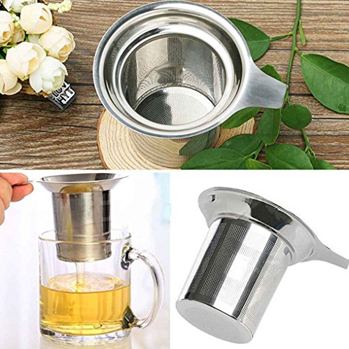 Korowa Tea Strainers Tea Leaves Separator Funnel Round Edge Single-Wire Mesh Filter Stainless Steel 0 88mm X 75mm