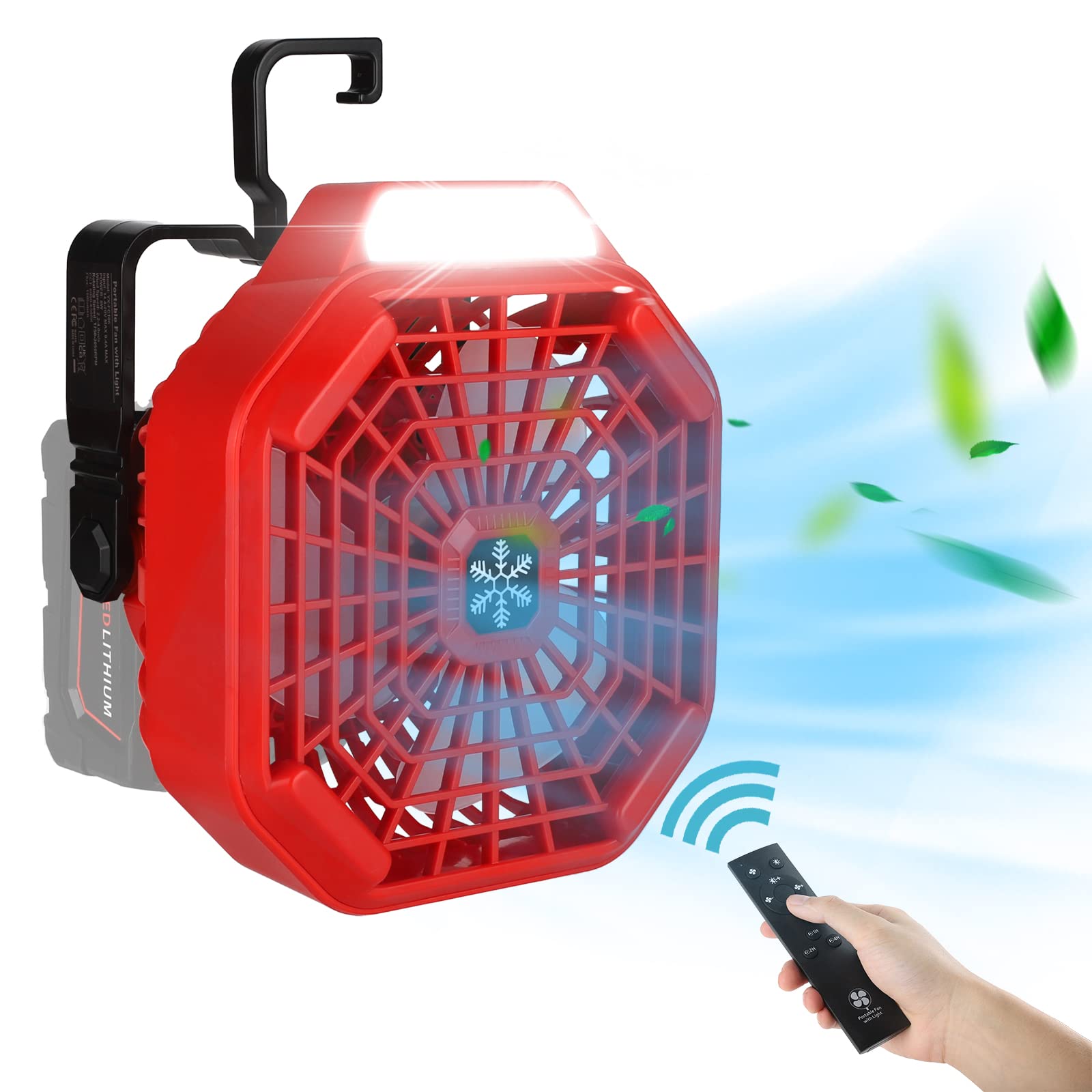 Photo 1 of *MISSING REMOTE* Taingwei Portable Fan with Remote for Milwaukee M18 Battery,Camping Fan with 3 Energy Efficient Speed Settings and Dimmable Led Light (TOOL ONLY)