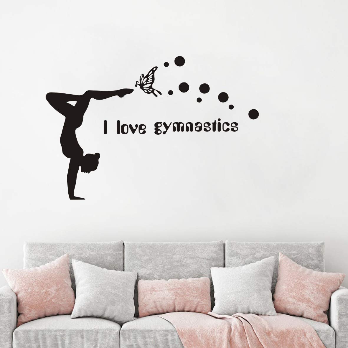Girl Room Bedroom Wall Decor I Love Gymnastics Vinyl Wall Stickers Decal Girls Dance Gym Decor For Kids Room Nursery Bedroom Art Girl Bedroom Wall Decor Mural Yoga Stickers J860 Black Buy
