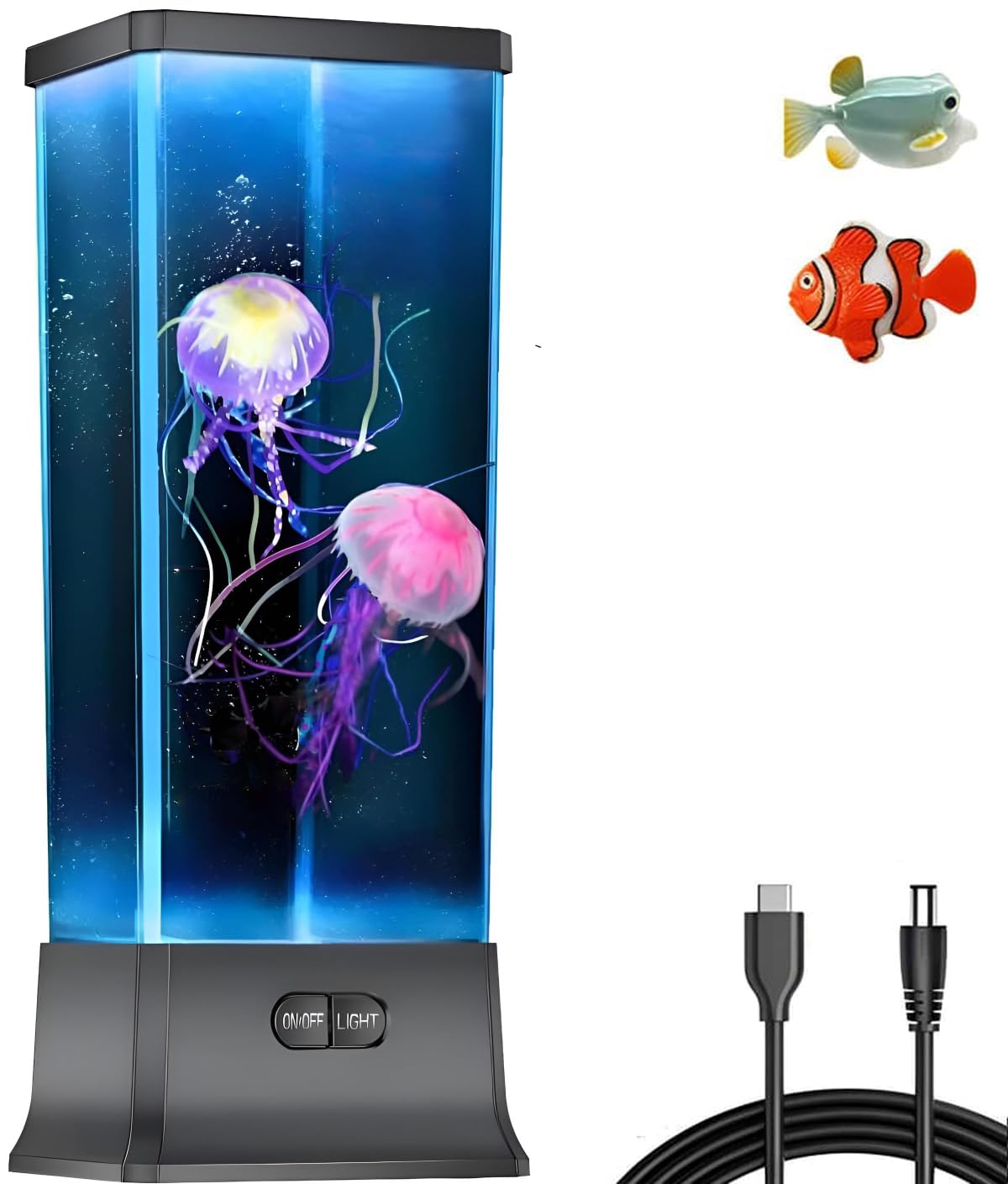 COLORLIFE Cool Jellyfish Tank Aquarium Lamp Night Mood Light for Birthday Holiday Gifts for Boys Girls Men Wome Home Office Decoration Relaxion