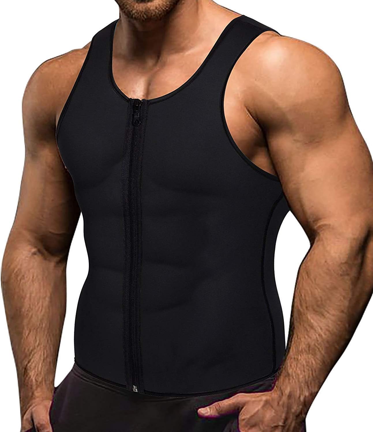 Luckding Men Waist Trainer Vest Weightloss Hot Neoprene Corset Compression Sweat Body Shaper Slimming Sauna Tank Top Workout Shirt