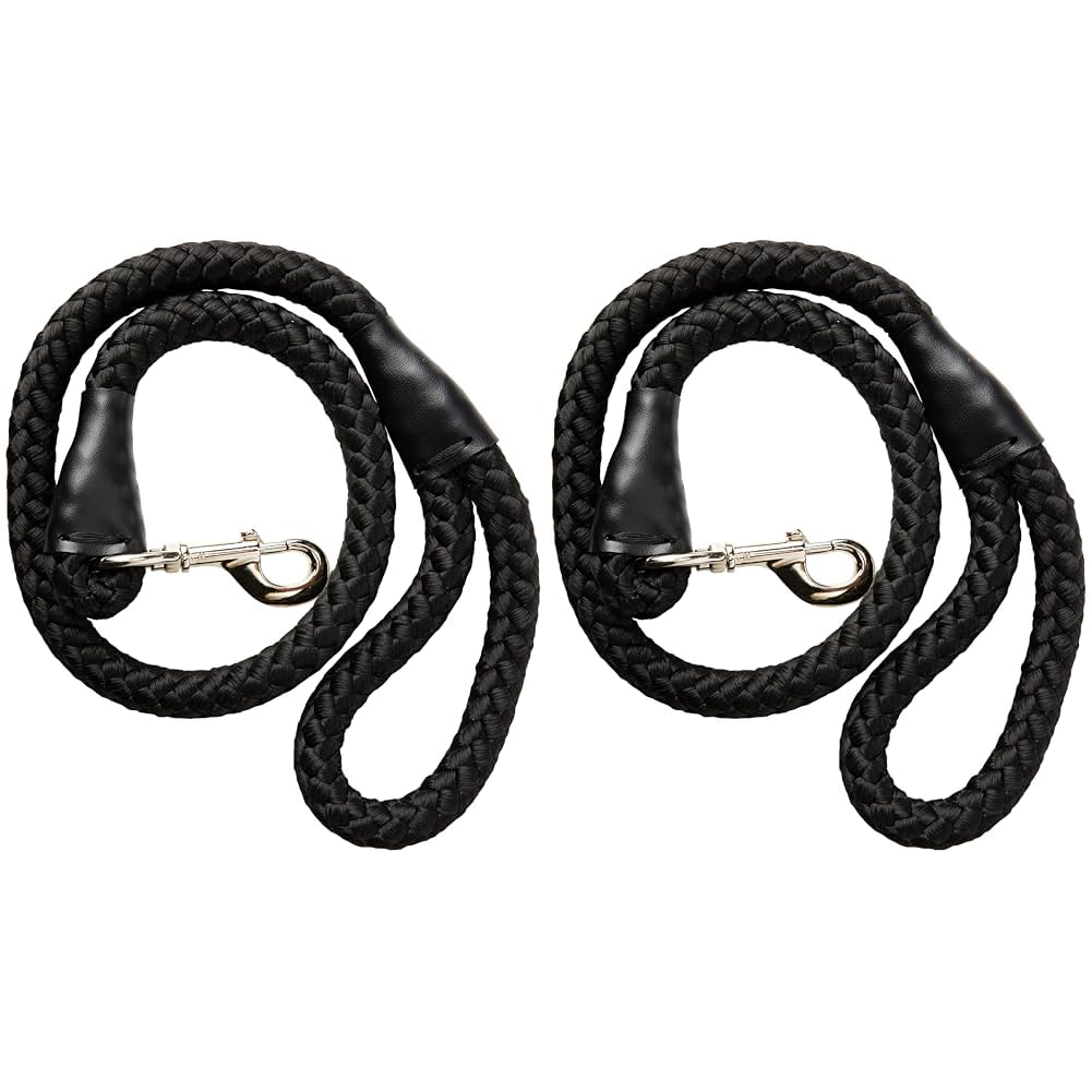 Ancol Nylon Super-Sized Rope Lead Black, 1.07 m Length by Extra Thick 20 mm Width (Pack of 2)