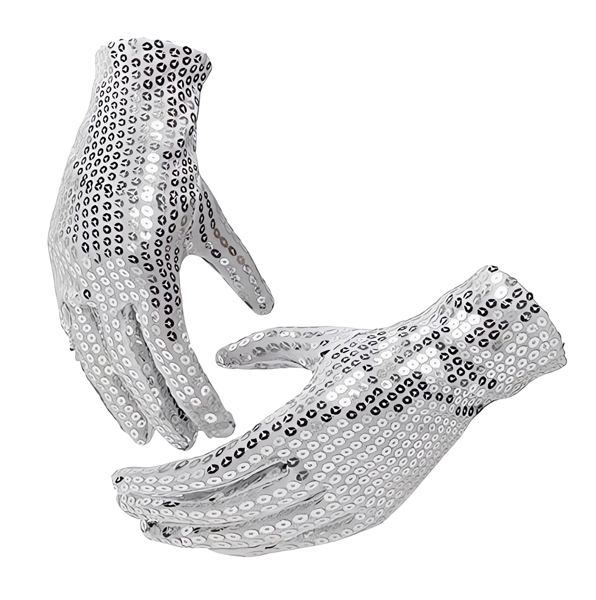 Sequin Gloves, Unisex Wrist Length Glitter Gloves, Sparkling Sequin Dance Gloves for Adults Rave Party Costume Accessory, Shiny 80s Glitter Gloves for Women Skating Dressing Jazz Carnival Decoration