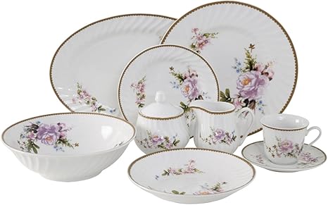 Ciera 45 Piece Timeless Rose Dinner Set With Gold Trim Vintage Floral Hertiphranchad