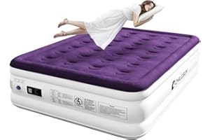CHILLSUN Air Mattress Full with Built in Pump, 18" Raised Comfort Blow up Mattress, Inflatable Mattress colchon inflable, Upgraded Flocked Top Air Bed with Storage Bag for Home, Camping & Guests