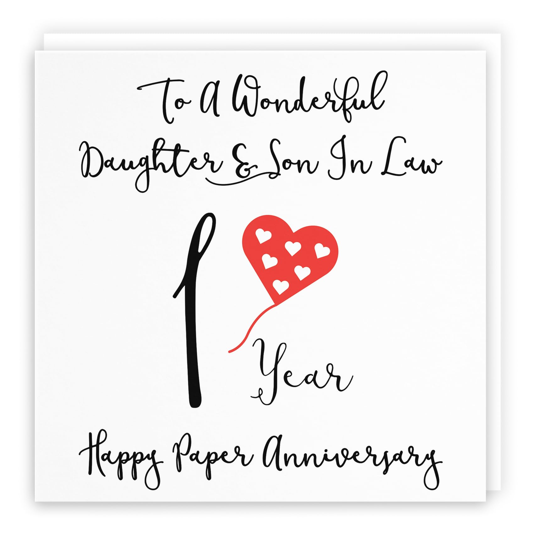 Hunts England - Daughter And Son In Law 1st Anniversary Card - To A Wonderful Daughter & Son In Law - 1 Year - Happy Paper Anniversary - Love Heart Collection — image 1