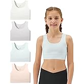 Sascina Girls Soft Training Bras 7-12 Seamless First Bra Girls Sports Bras Longline Crop - No Pads, Chest Double Lined