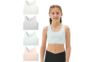 Sascina Girls Soft Training Bras 7-12 Seamless First Bra Girls Sports Bras Longline Crop Bra - No Pads, Chest Double Lined
