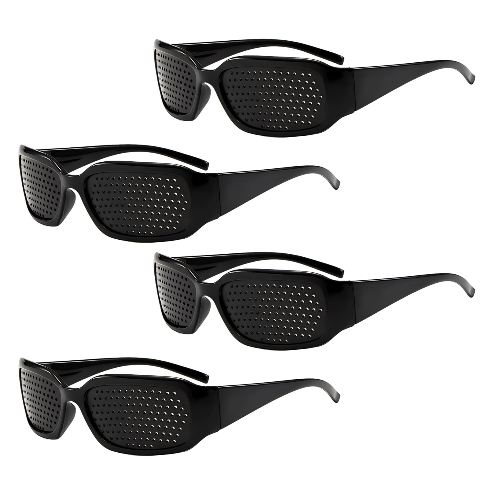 Makoto Nobu Grid Pinhole Glasses, Black, Set of 4, Vision Improvement, Eye Relaxation, Training