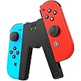 JINGDU Switch Joy-Con Charging Grip Compatible with Nintendo Switch & OLED Model, Play While Charging, Portable V-Shaped Switch Joy-Con Controller Charger with Indicators, Black