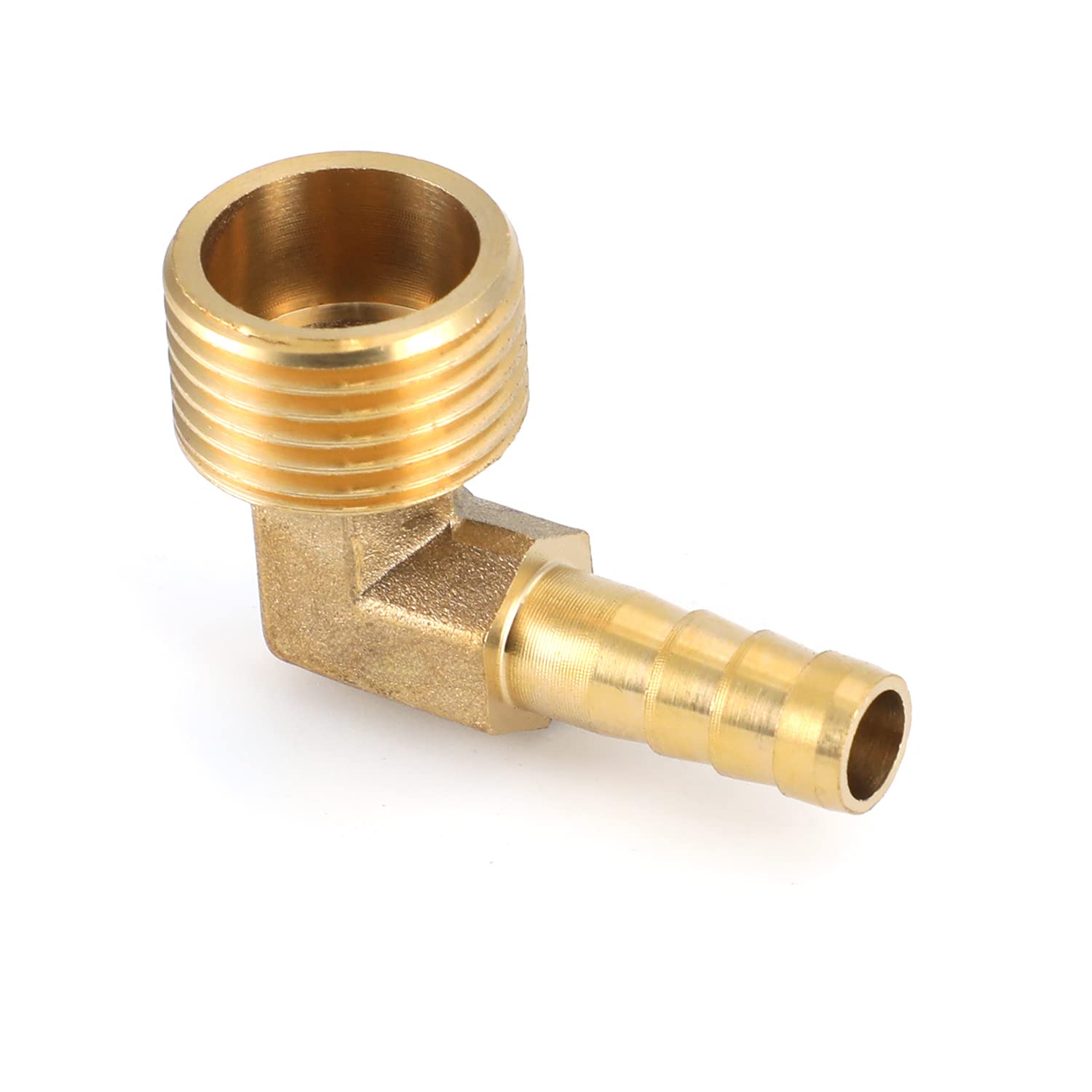 Othmro Brass Barb Hose Fitting, 90 Degree Elbow 8mm Barbed to 1/2" G Male Pipe Adapter Connector 1pcs