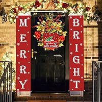 Aytai Christmas Porch Sign - Merry Christmas Signs Red Color Merry Bright Christmas Banner for Christmas Decorations Outdoor Indoor, Red Christmas Decorations for Home Wall Door Office Party