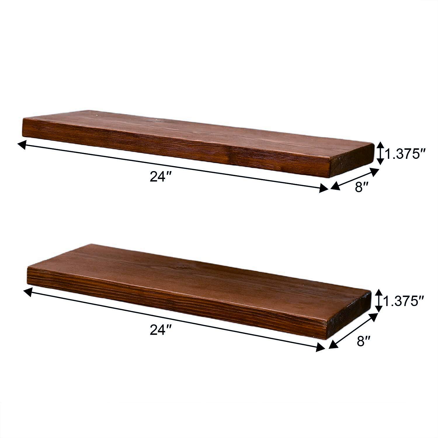 WELLAND Allen 8" Deep Floating Shelves Set of 2 Reclaimed Wood Wall