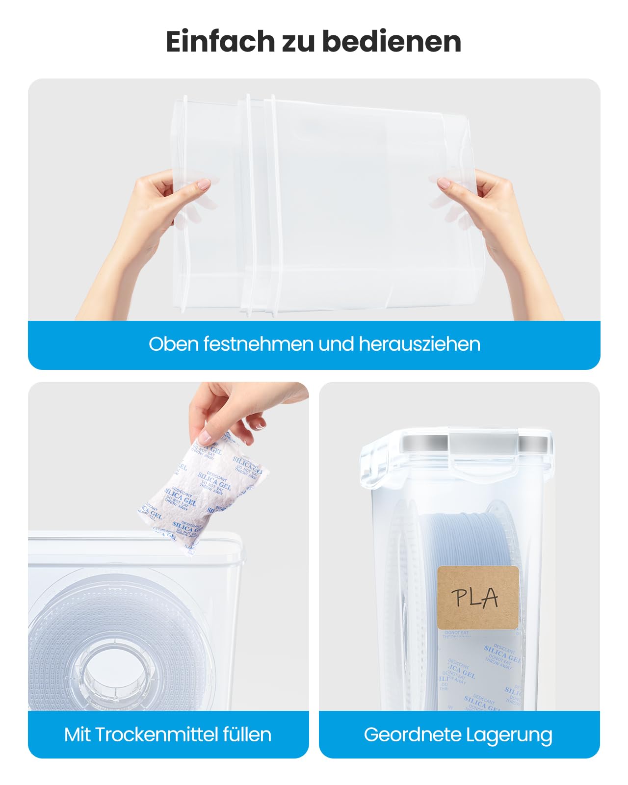 YOOPAI Filament Aufbewahrungsbox - 4 Pack Filament Container für 3D Druck Filament Versiegelung und Schutz - Tragbare Aufbewahrung mit Trockenmittel&Etiketten, wasser- und staubdicht 4.0L 3