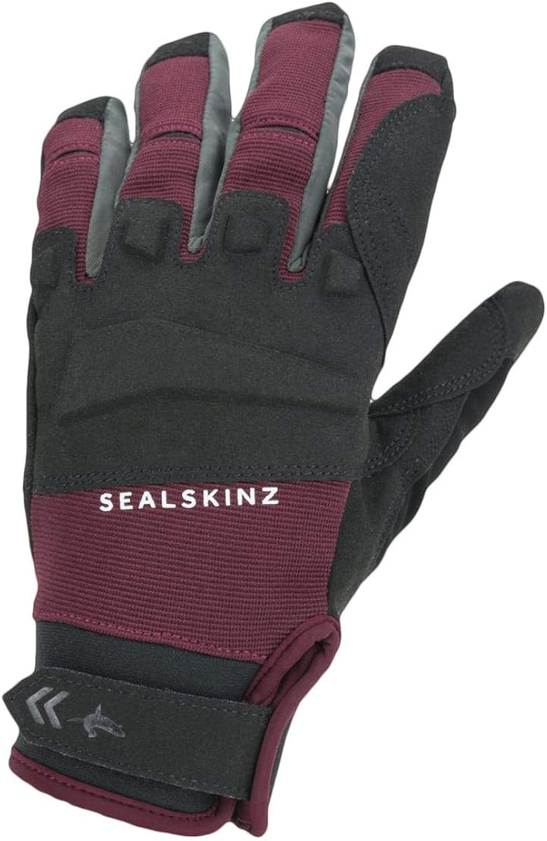 SEALSKINZ Unisex Waterproof All Weather MTB Glove - Black/Red, Medium, Black / Red