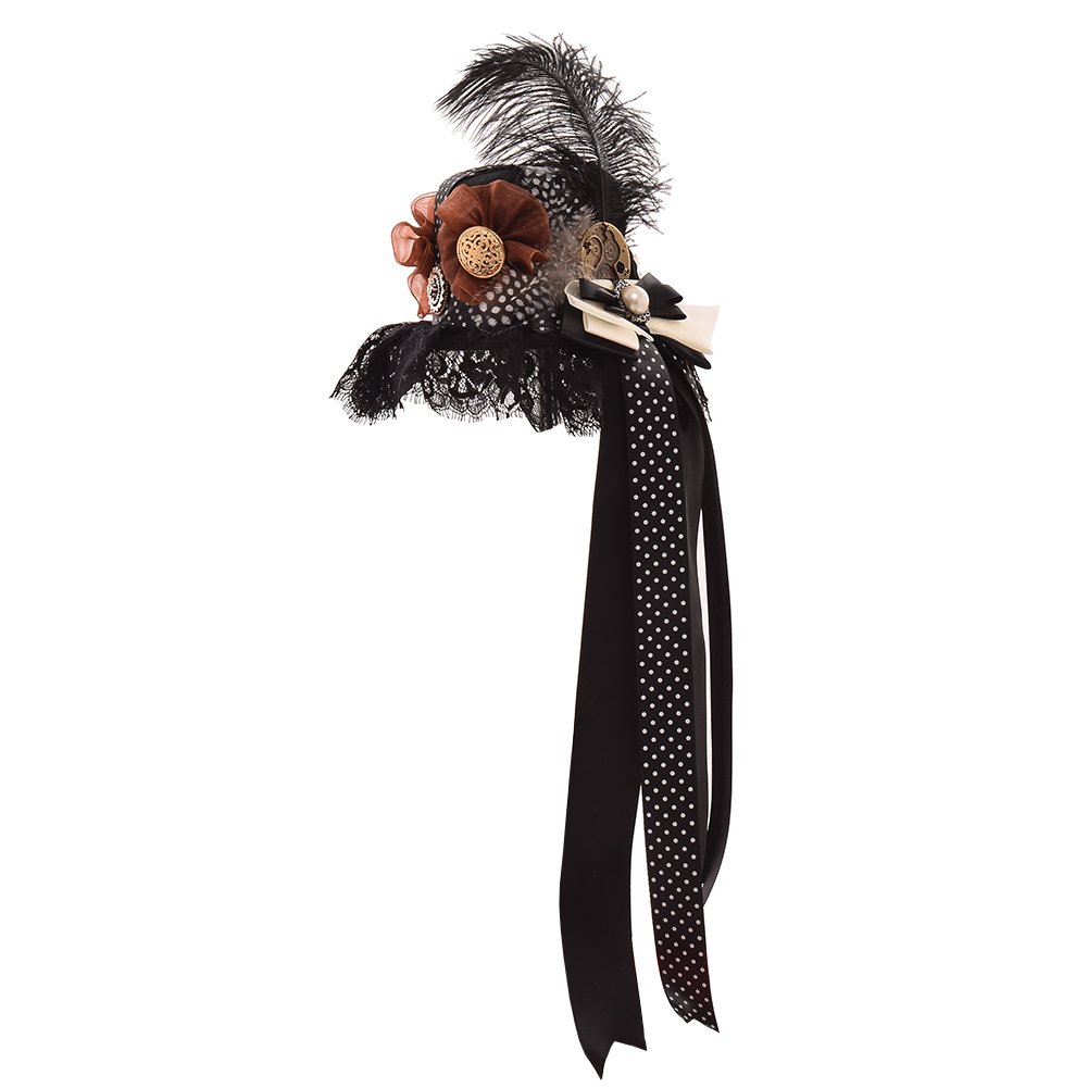 BLESSUME Victorian Steampunk women Mini Top Hat Hair Clip Party Hat Dancing Cocktail Head Clip (F)