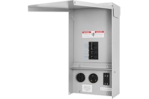BOBUY RV Electrical Outlet Panel with Breaker Temporary Power Outlet Panel RV Circuit Breaker Box with 20,30,50-Amp Receptacle Installed Weatherproof RV Power Outlet Box