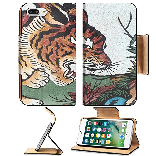 MSD Premium Apple iPhone 7 Plus Flip Pu Leather Wallet Case The art paint at wall in china temple IMAGE 30147336