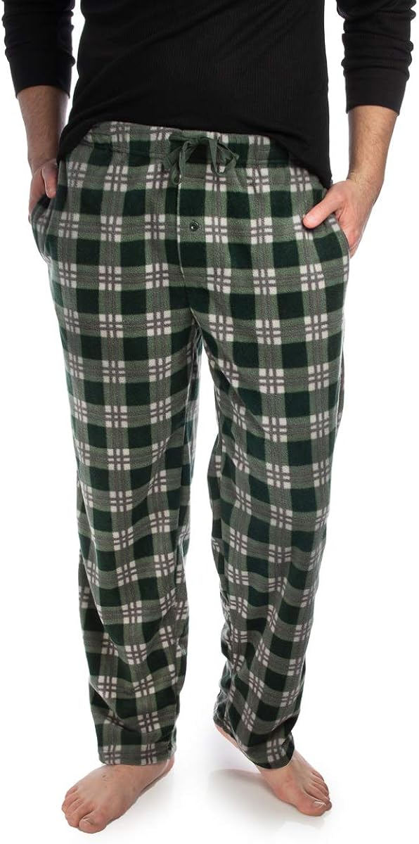 DG Hill 3 Pack Plaid Mens Pajama Pants Set Bottoms Fleece Lounge Sleepwear PJs with Pockets Microfleece at  Men’s Clothing store