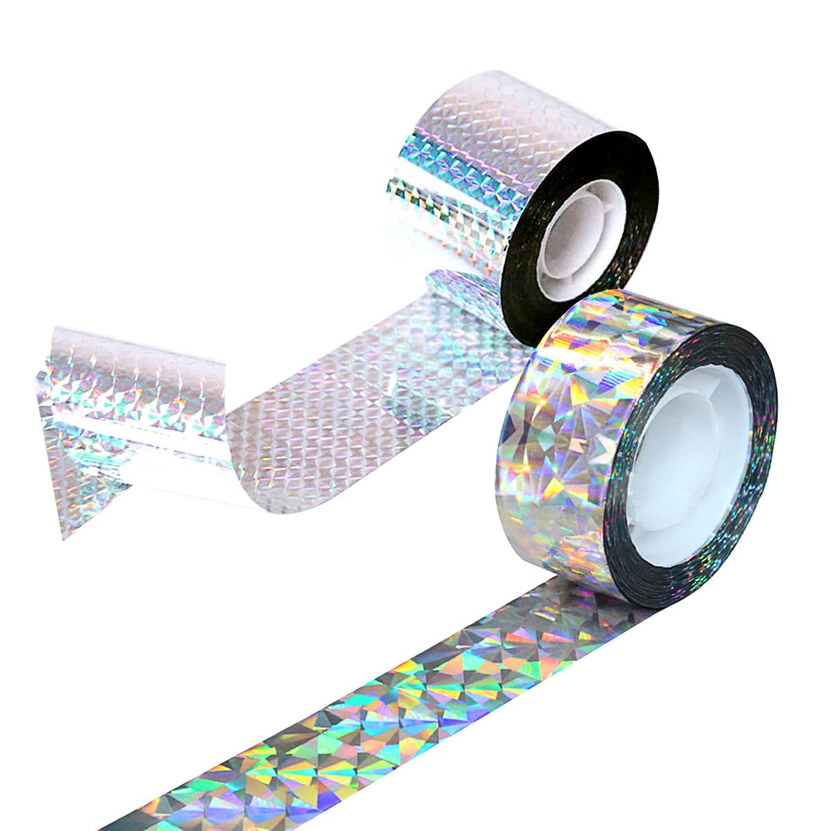 GiantGo Pack of 2 Reflective Bird Repellent Scare Tape, 2x 262 Feet Rolls to Keep Pigeons, Ducks, and Crows Away, Works with Netting and Spikes, 2.4 cm width