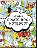 Blank Comic Book Notebook: Action Design - Create Your Own Comic Book Strips, Variety of Templates F by P2G Comics