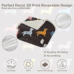 Sleepwish Colorful Dachshund Fleece Throw Blanket