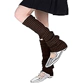 Milumia Women's Rib Knitted Leg Warmers 80s Knee Length Winter Long Boot Socks