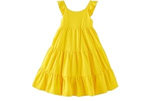 Vieille Toddler Girls Summer Dress Ruffle Sleeveless Casual Beach Sundress Tiered Swing Princess Dress for 2-8 Years