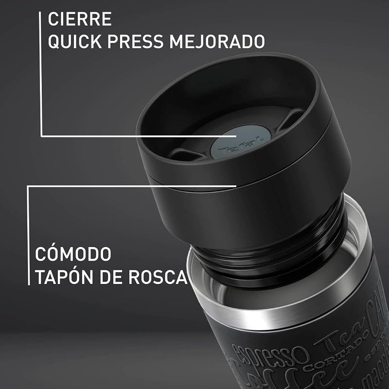 Classic, Taza de Viaje de 0,5L, Negra, Acero inoxidable