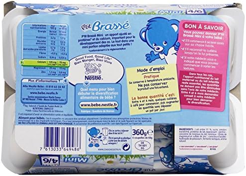 Nestle Bebe P Tit Brasse Mini Nature Sucre Laitage Des 4 Mois 6 X 60 G Amazon Fr Epicerie