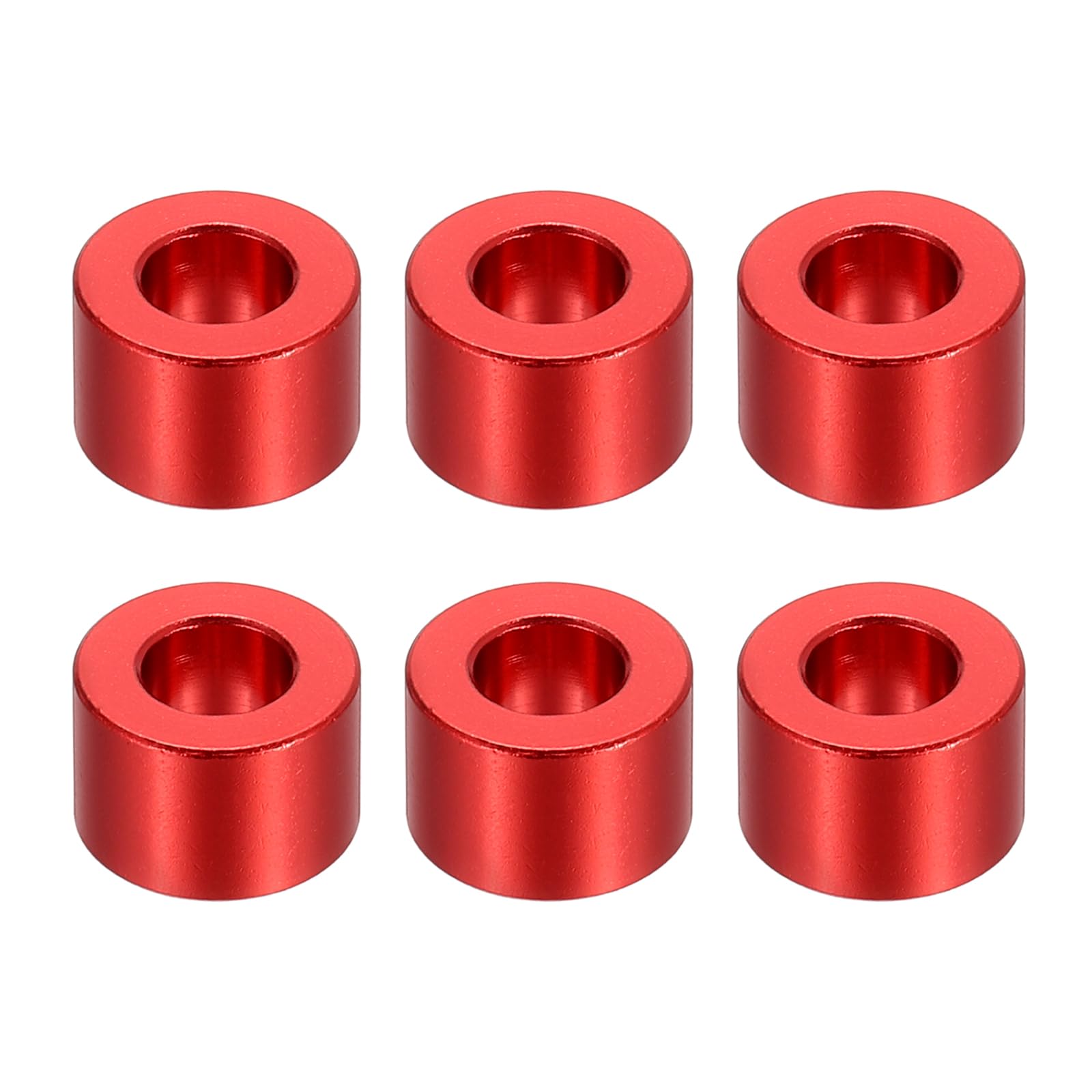 PATIKIL M6 Aluminum Spacers, 6 Pcs Metal Spacers Aluminum 6.2mm ID x 12mm OD x 8mm L Aluminum Spacer Screw Standoff Round for 1/4" or M6 Screw Bolts,Red