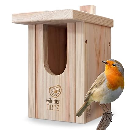 Wildtier Herz Nistkasten Fur Rotkehlchen Aus Massiv Holz
